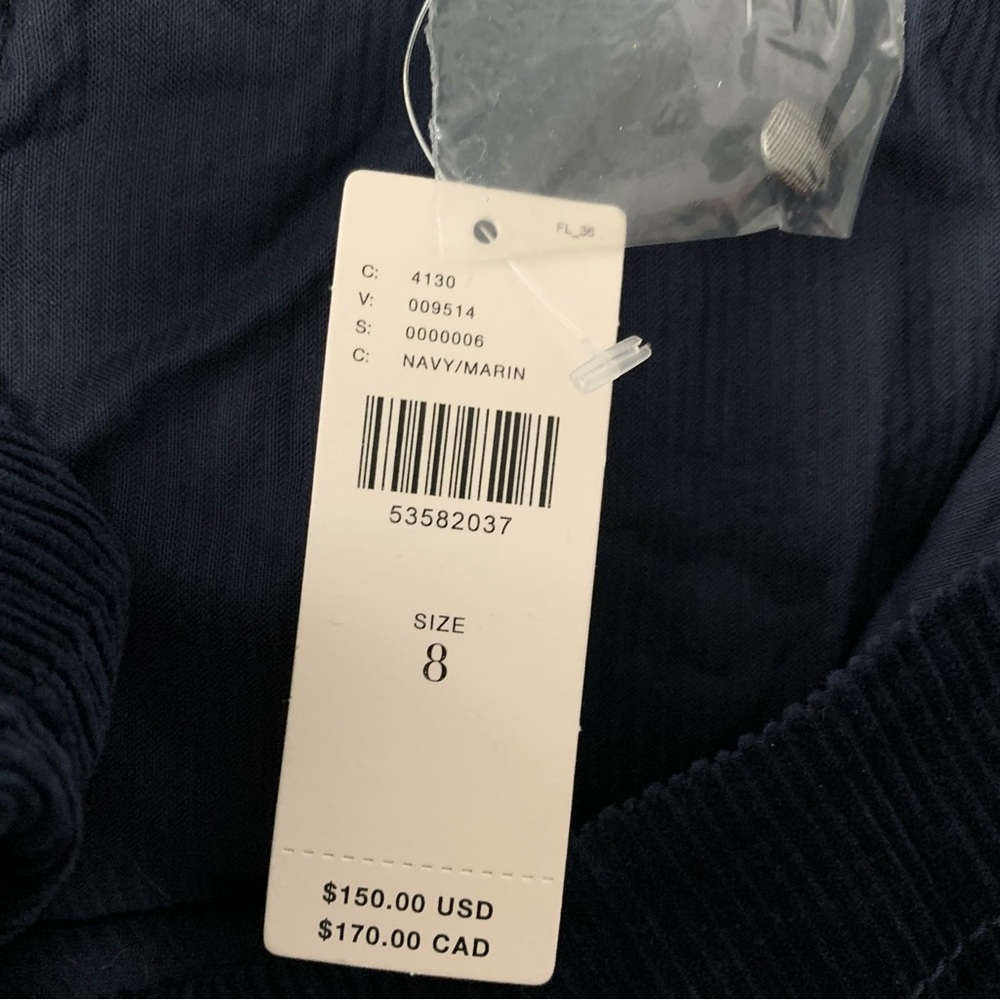 Anthropologie Maeve “Tessa” Flounce Ruffle Navy Blue Corduroy Mini Dress - Picture 5 of 7